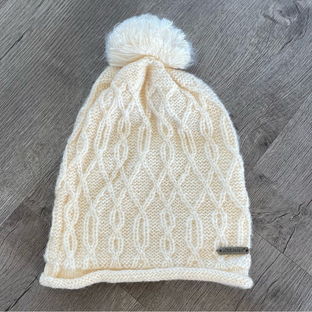 Screamer Snowboarding and Skiing Beanie with Poof